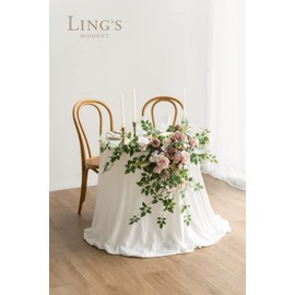 Ling's Moment 2PCS Dusty Rose Arch Flowers Artificial Floral Swags Wedding Centerpieces Faux Flower Garland Greenery Arrangements for Engagement Party Sweetheart Table Decor Welcome Signs Wall