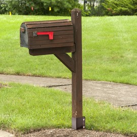 Thealyn Heavy Duty Metal Fence Post Anchor 32 Inch, 4"x4" Ground Spike with Dark Brown Powder Coating, Fence Post Base for Mailbox, Deck Railing, Gazebo, (3.5"x3.5" Inner Diameter), Pack of 4