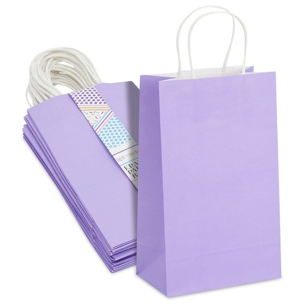 BLUE PANDA Paper Party Gift Bags with Handles (9 x 5.3 in, Purple, 25-Pack)