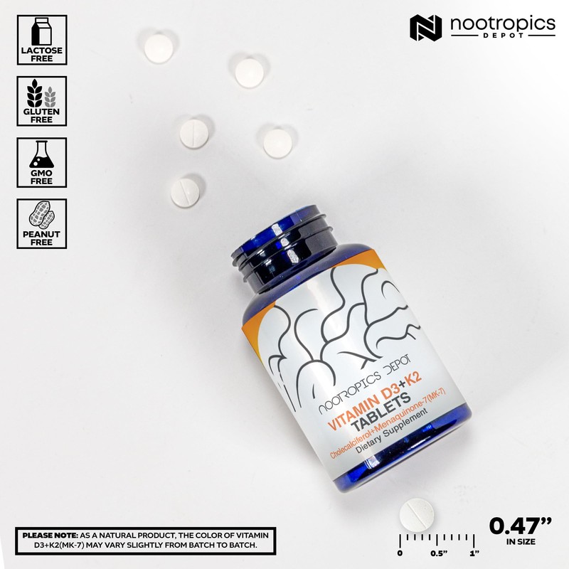 Nootropics Depot Vitamin D3 + K2 with Vitamin C Tablets