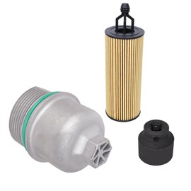 Aluminum Oil Filter Housing Cap with Filter Assembly & 24mm Wrench Socket Fits 2014-2023 Chrysler, Dodge, Jeep, Ram 3.6L V6 Engines Replaces Parts# 917-190, 68191350AA