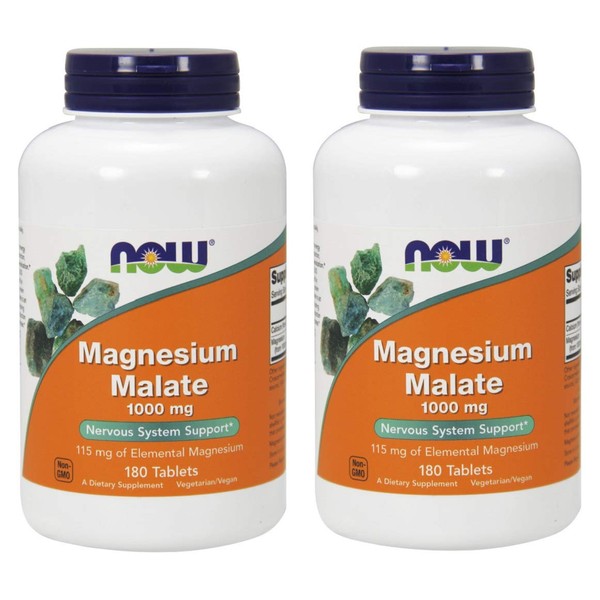 NOW Foods NOW Magnesium Malate 1000mg, 180 Tablets (Pack of