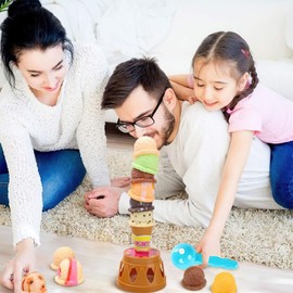 BigOtters Ice Cream Game, Sweet Treats Ice Cream Tower Balancing Game, Pretend Play Food for Kids Birthday Gift