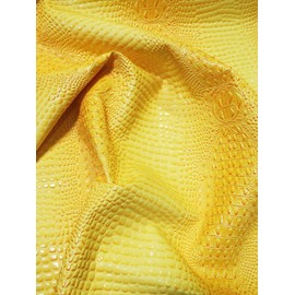 DuroLast™ Florida Gator 3D Embossed Vinyl Fabric 1-5-10-15-20-30 2 Tone 3D Crocodile DIY Upholstery Accessories Apparel (Reptile Yellow) (1 Yard)