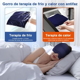 Gorro de Gel para Migraña Terapia de Frío y Calor 360°Flexible Reutilizable Máscara con Cobertura Completa, Compresa fría caliente, Envoltura Hielo para Aliviar Dolor de Cabeza Ojos Hinchados Sinusitis