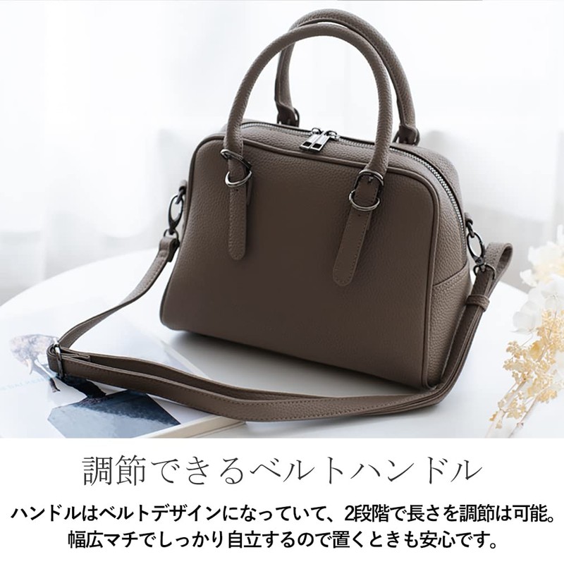 VITAFELICE Inb-10036p Women's Mini Boston Bag, Belt Handle, 2-Way, brown