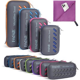 BAGAIL Camping Towel with EVA Case, Compact & Ultra Soft Microfiber Travel Towel - Super Absorbent & Lightweight Quick Dry Towels for Sports, Beach, Gym, Backpacking, Hiking and Yoga - Purple, XL