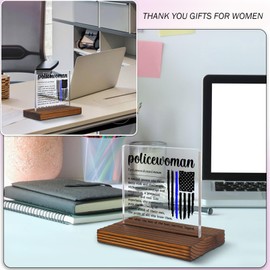 Policewoman Gift Clear Desk Decorative Sign, Police Officer Appreciation Graduation Grad Gift, Thank You Gift for Police Mom Law Enforcement Cop Christmas Work Anniversary Acrylic Plaque EDC61