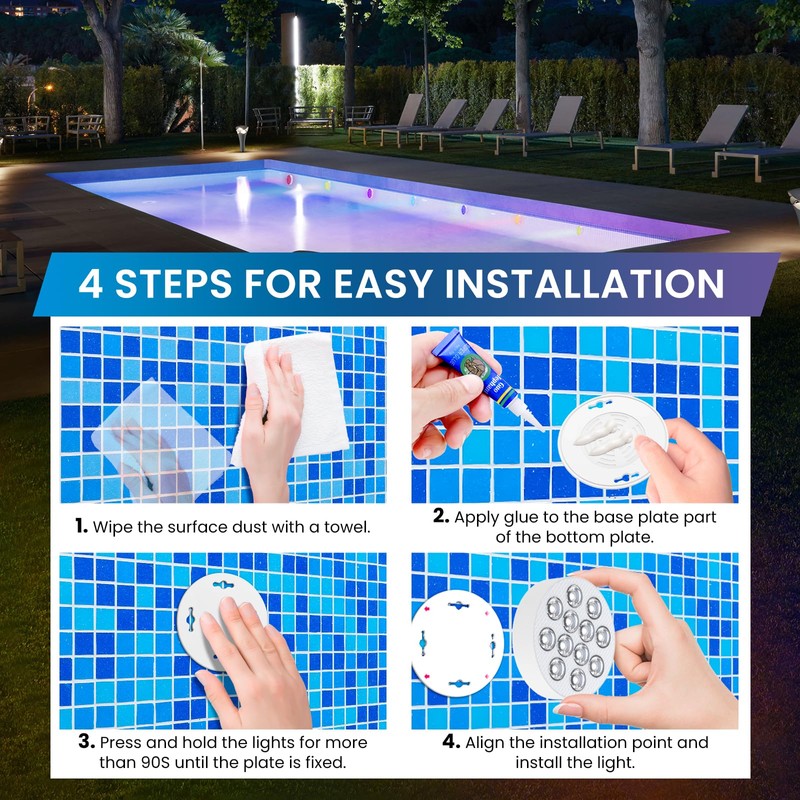 LOFTEK Submersible Pool Lights with Remote, Rechargeable LED Pool Light,