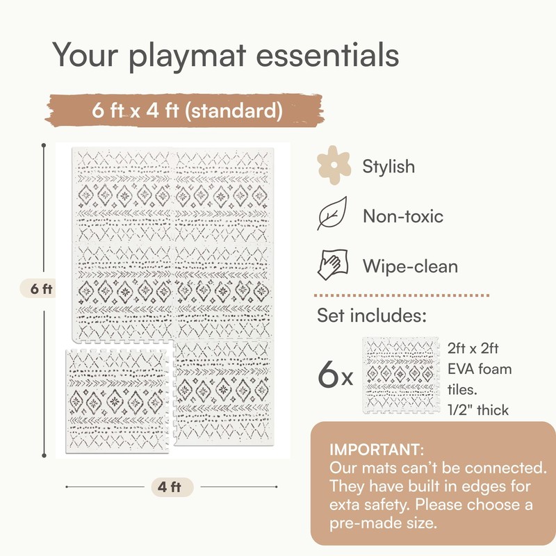 Lillefolk Baby Play Mat for Floor – 4x6ft Boho |