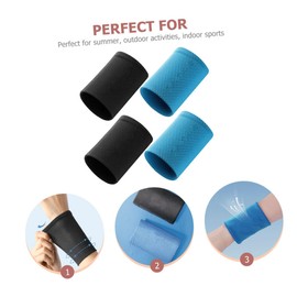 Mikinona 2Pairs Cooling Wrist Bands for Men and Women of Comfortable Summer Wrist Braces Sweat Absorbing Ice Silk Sports Sleeves Dark Night Black Sky Blue S for Running