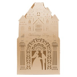 Auto-plaza 50 Pieces Church Laser Cut Favor Boxes DIY Wedding Birthday Gift Candy Boxes with Romantic Castle Design (Beige)