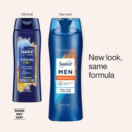 Suave Men 3-in-1 Variety 2-Pack – Hydrating Hair, Body, Face Wash + Citrus Rush Daily Clean Shampoo, Conditioner & Bodywash