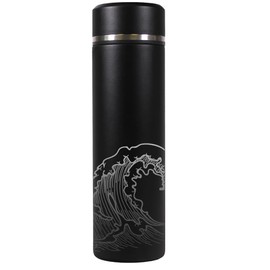 Dottie Bottle "LOTTY" Thermos Flask in Black - Customise Your Own Engraving - Water Bottle Made of Double-Walled Stainless Steel, 450 ml