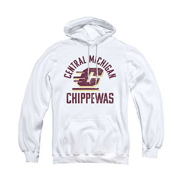Central Michigan University Official Chippewas Logo Unisex Adult Pull-Over Hoodie, White, 3X-Large