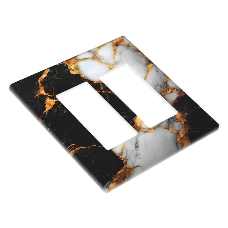 Vghoko Decorative Outlet Covers Black Gold Marble 2 Gang Light