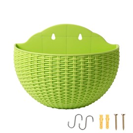 Snblzhef Green Wall Planter Wall-Mounted Planter Semi-Circular Fence Planter with Drain and Hooks Wall-Mounted Planter
