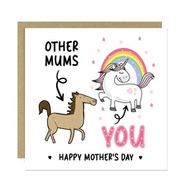 RED OCEAN Funny Card for Mothers Day Thank You, Mum, Unicorn Design with Envelope, from Daughter Son (Mum Mothers Day Card)