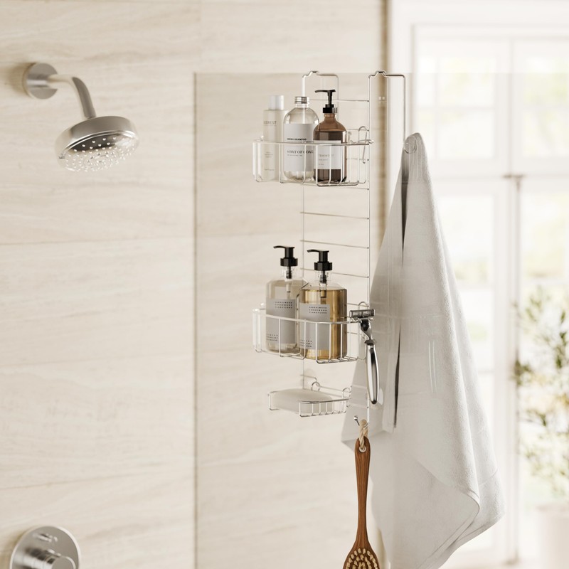 Zenna Home Shower Caddy Hanging Over the Shower Door Organizer,