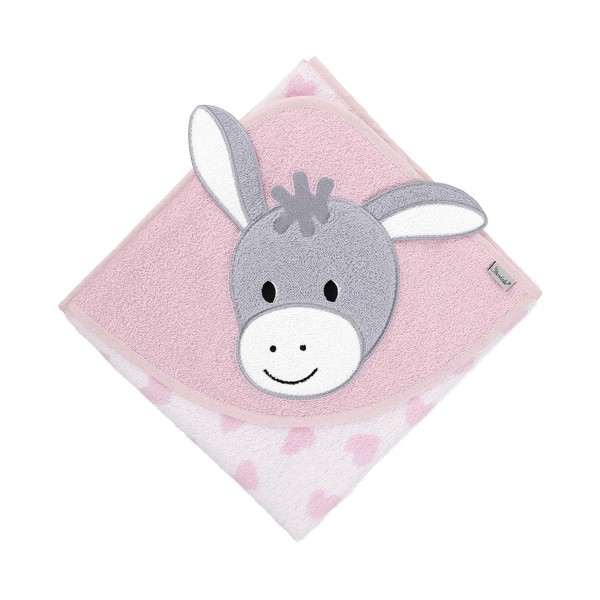 Sterntaler Emmi Girl Motif Bath Towel with Hood, Age: 0 Months +, 80 x 80 cm, Pink