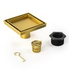 Square Shower Drain 6", Brushed Gold Floor Drain with Tiled