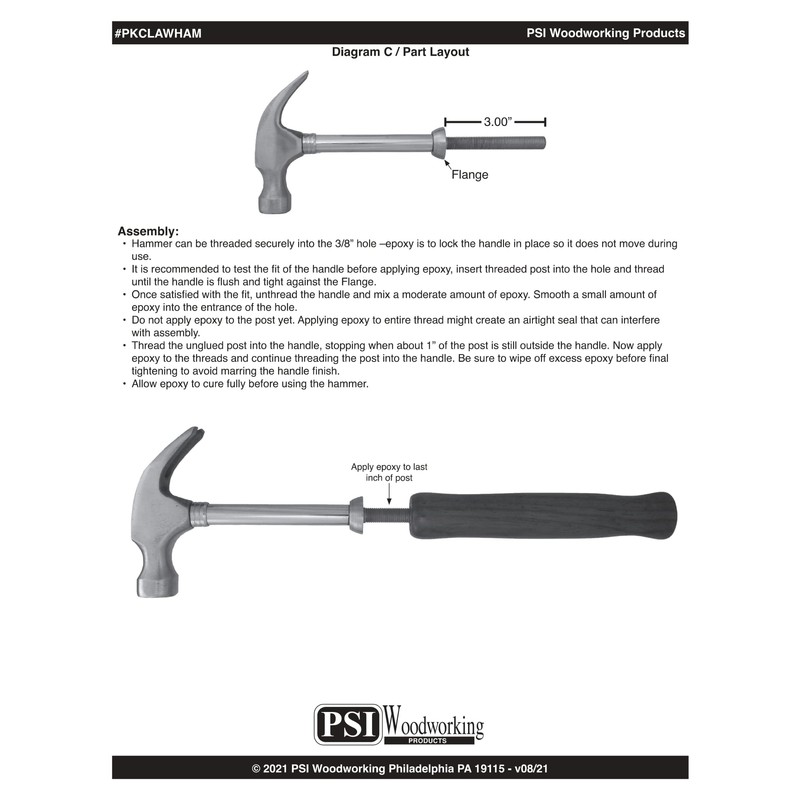 Penn State Industries PKCLAWHAM Claw Hammer Head Woodturning Project Kit