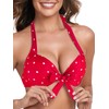 RELLECIGA Women's Red Polka Dot Push Up Bikini Top Knot