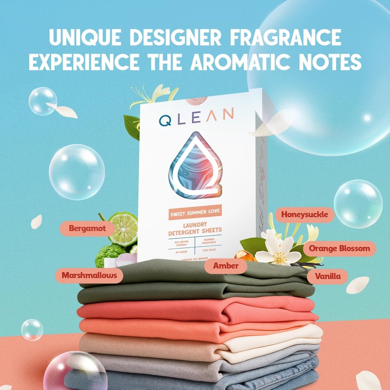 QLEAN Laundry Detergent Sheets – Travel-Friendly, HE & Standard Washer