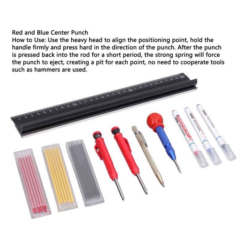 Center Punch Marking Scribing Pen Refill Hole Positioning Tool Set