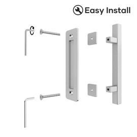 EaseLife 12" Stainless Steel Sliding Barn Door Pull Handle with Flush Hardware Set,Double Sided,Brushed Finish,Square,2 Pack