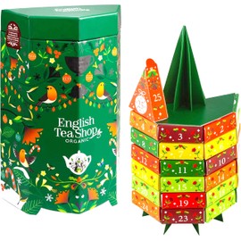 English Tea Vegan & Organic Christmas Tree Style Advent Calendar 2023-13 Festive Flavours of Black Tea, Fruit Tea, Herbal Tea and Spice Tea in 25 Pyramid Teabags