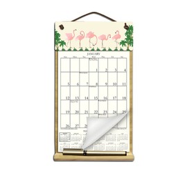 7" x 12" Wooden Refillable Calendar Holder filled with a 2025 calendar and includes an order form page for 2026. We'll include the rest of 2024, too, in case you need it. - FLAMINGOS