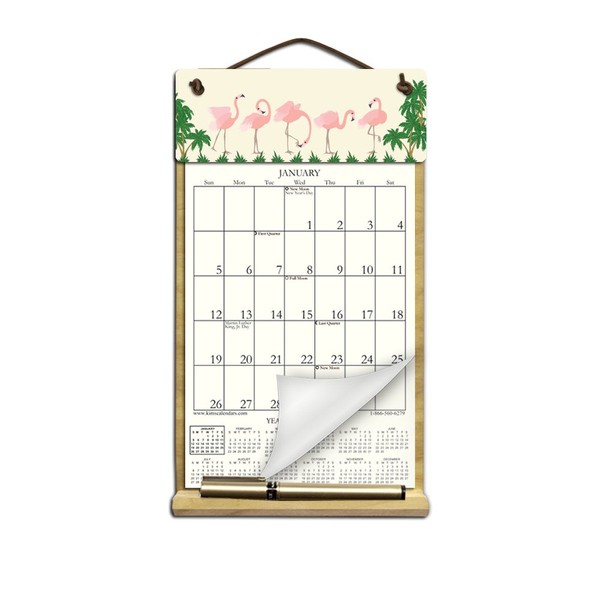7" x 12" Wooden Refillable Calendar Holder filled with a