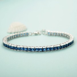 EleQueen 925 Sterling Silver CZ Square Shape Tennis Bracelet for Women, 7.3"+1.4" Extender, Valentine's Day/Mother's Day/Christmas Jewelry Gift for Wife/Mom