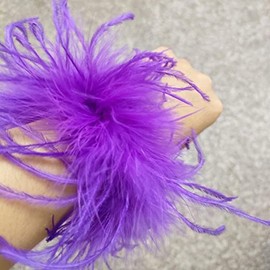 LIU JUN Women's Feather Slap Bracelets Feather Snap Bracelet Circle Wristband Cuff Sleeves Slap Bangle Hair Accessories (purple)
