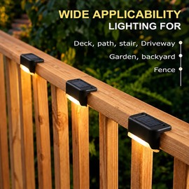 4PCS Solar Deck Lights Outdoor – Waterproof LED Fence Step Lights for Patio, Garden, Stairs and Pathway Decoration