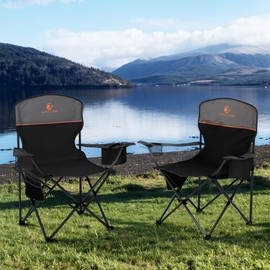 HIGH POINT SPORTS 2 Pack Portable Camping Chair for Adults, Folding Outdoor Camp Chair Lightweight Lawn Chairs Folding Collapsible Chair for Camping, Tailgates, Beach, Black, Support 225lbs