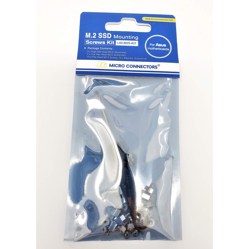 MICRO CONNECTORS M.2 SSD Mounting Screws Kit for Asus Motherboards