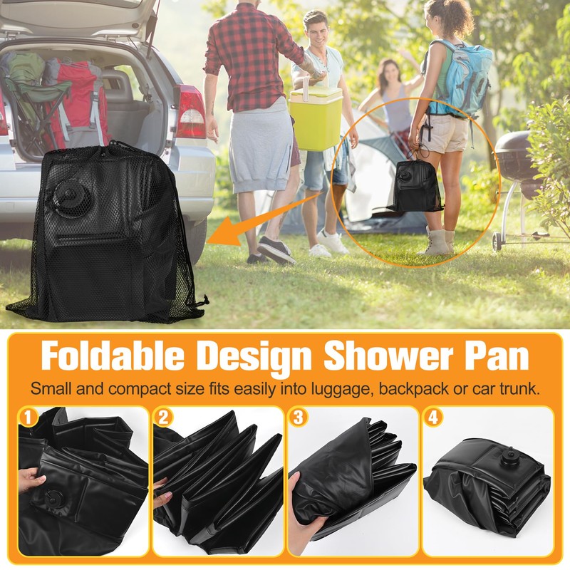 Upgraded Portable Shower Pan 41"x41"x5" - Heavy-Duty Non-Slip Base with