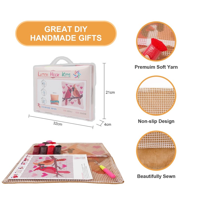 QIONG MENG Latch Hook Kits for Adults, DIY Valentines Day