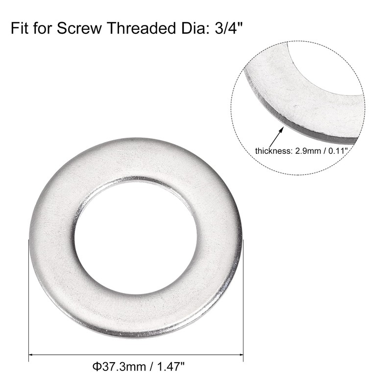 sourcing map 3/4" 316 Stainless Steel Flat Washer for Screw
