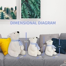 ROPELOK - Oso polar de peluche de peluche de 11.8 pulgadas, realista, súper suave, lindo oso polar con bufanda, juguete de peluche Kawaii para niños, familia, regalos de cumpleaños de Navidad