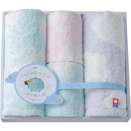 Imabari Towel Gift Set, Bath Towel, Face Towel, Wash Towel, Boxed, Made in Japan, Gift (Fuwamoko Sheep, 2 Wash Towels, 2 Towel Handkerchiefs)