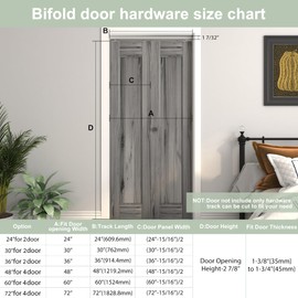 SongYung 48" Bifold Door Hardware Kit for 4 Doors,Aluminum Sliding Barn Door Hardware Top Mounted for Bathroom, Bedroom, Storeroom, Living Room