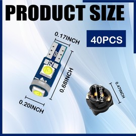 GutGiel 20 PCS T5 37 74 Car LED Bulb Dash Lights with Twist Lock Socket PC74 PC37, Instrument Cluster Bulbs 3030-3SMD for Interior Car Lights Dashboard Instrument Panel Gauge Cluster Indicator(White)