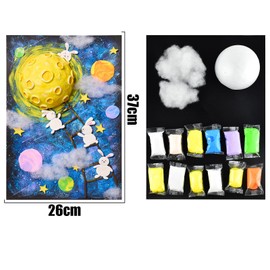 DIY Coloring Planet Paper Clay Craft Set Make Your Own Space Scene Clay Painting Decoration for Home School Classroom Art Craft Creative Activity Project