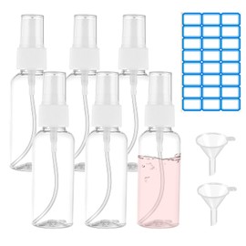 YMCLUB 6pcs Mini Spray Bottles, 2oz Small Spray Bottle, Travel Size Spray Bottle for Liquids, Refillable Plastic Bottles with Funnel And Labels