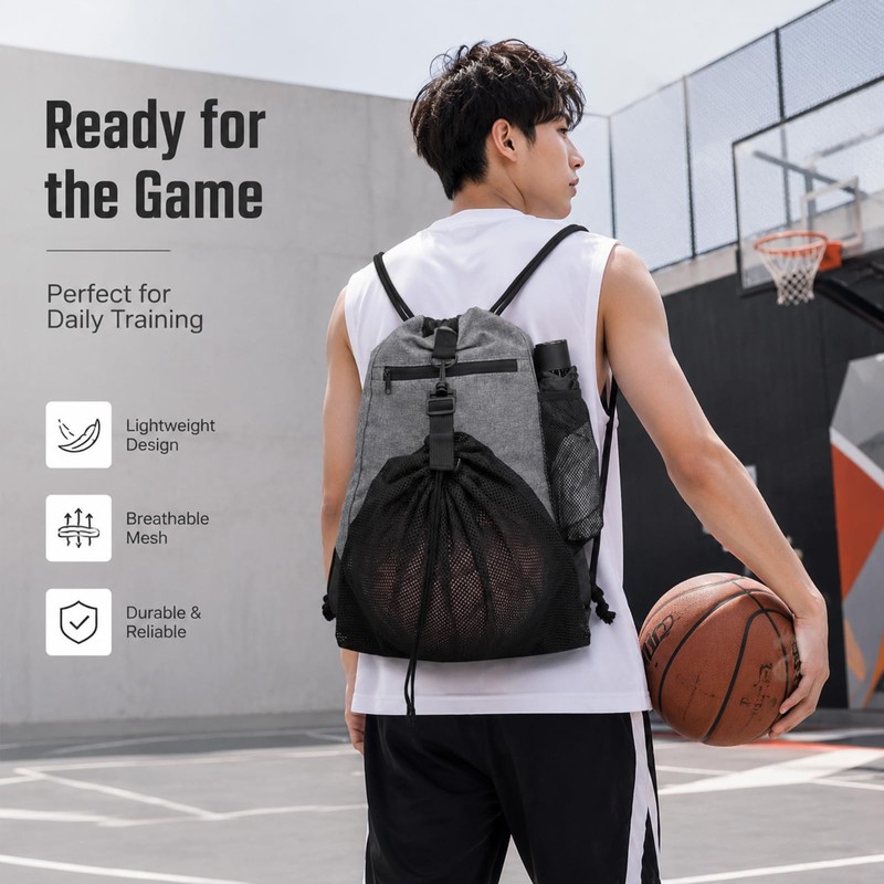 DEKAYAKER Drawstring Basketball Bag - Portable Soccer Volleyball Carrier Expandable