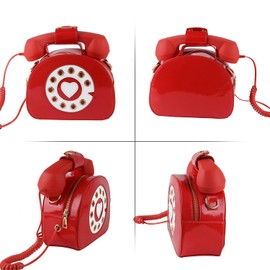 Oweisong Fun Telephone Purse for Women Novelty Phone Tote Handbags Top Handle Shoulder Crossbdoy Bag Red