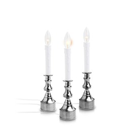 New Ideal Lights Dimmable Window Candle Electric with Multi Timer IR Controller, Sliver Metal Base Christmas Window Candles UL Listed 3 Set Packing 2 Extra Replacement Bulb